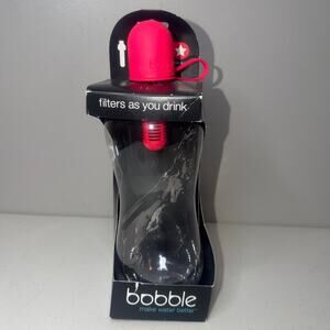 Bobble Water Bottle, Filter With Soft Touch Dark Pink Cap, New 18.5 Oz